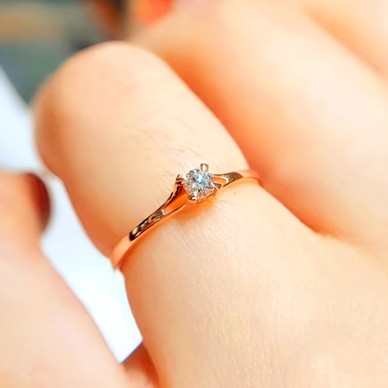 Women's Wedding Band 4 Prong Set Round Zirconia Ring